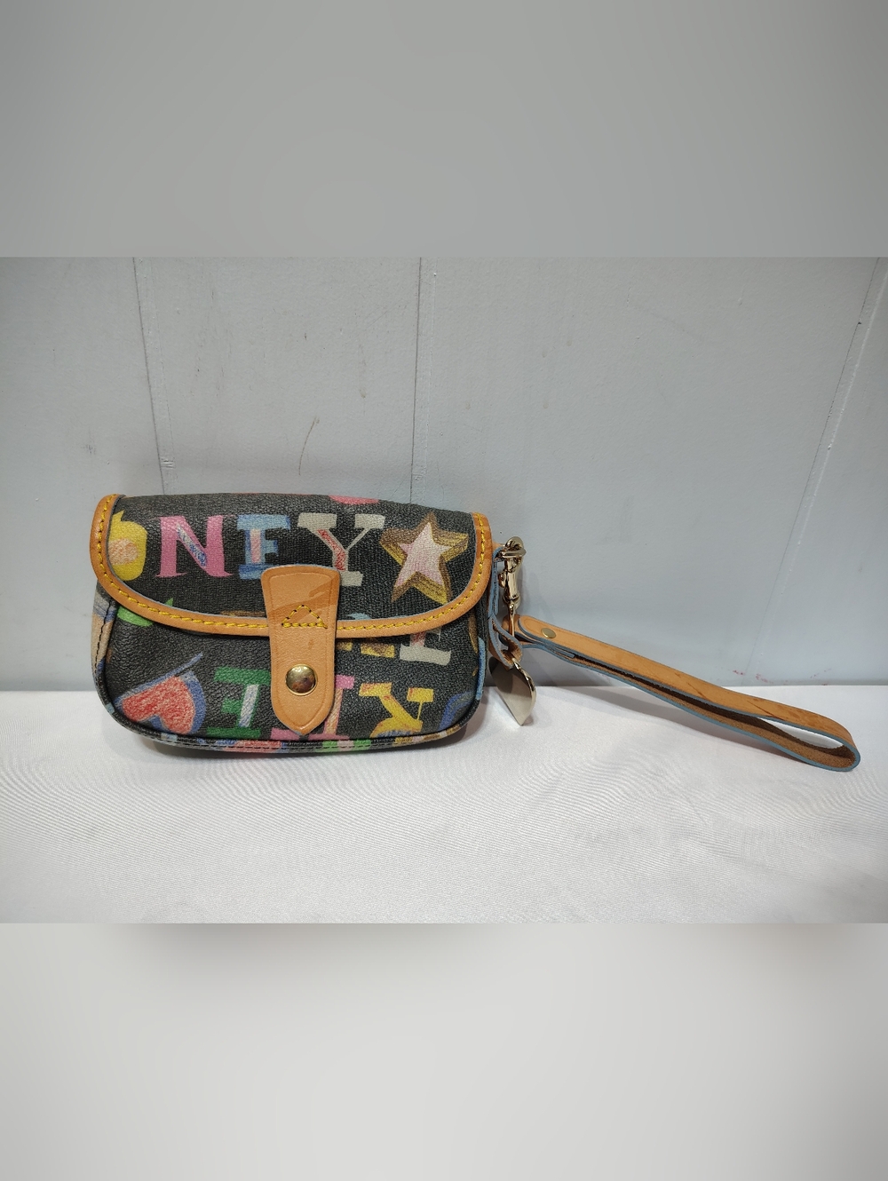 Vintage Dooney & Bourke Y2K Multicolor Logo Wristlet Bag Small Purse